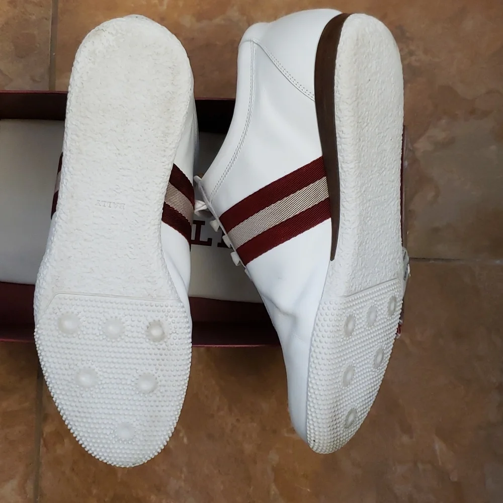 Bally Black and White Sneakers with Red and Gold Accents - Picture 2 of 6